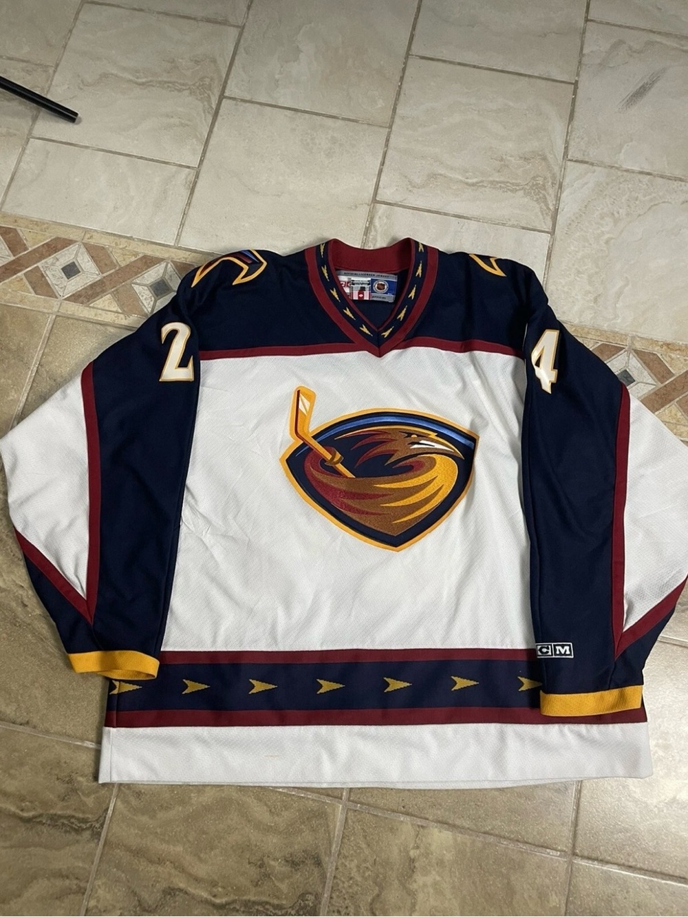 CCM Atlanta Thrashers White Navy Maroon Gold Hockey Jersey